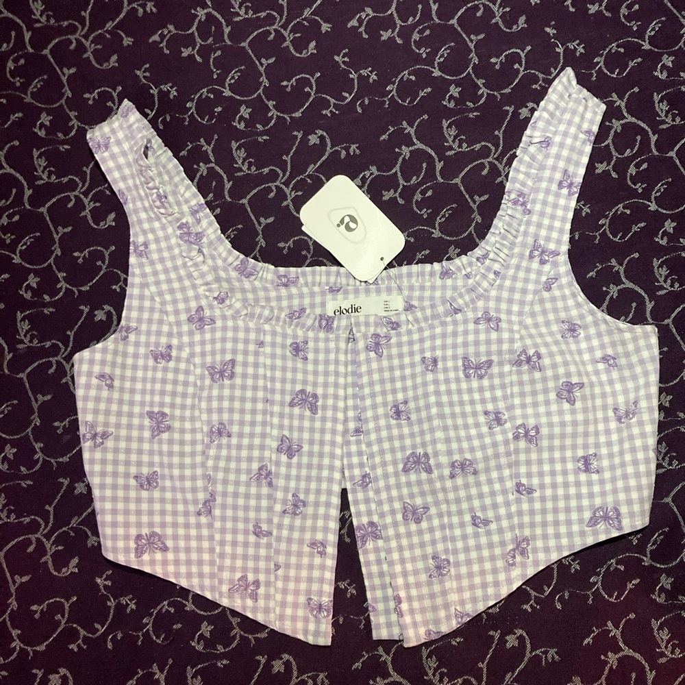 Purple Butterfly Elodie Crop Top